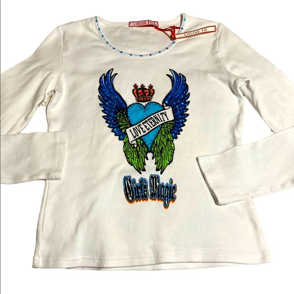 Louise FD Shirts Tops Louise Fd Large White Long Sleeve